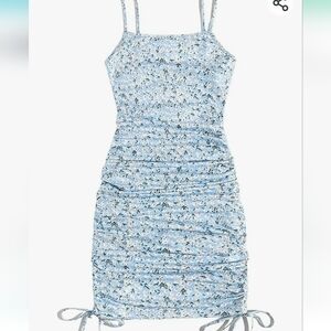 MakeMeChic Women's Ditsy Floral Print Drawstring Knot Side Bodycon  NWT Size XS